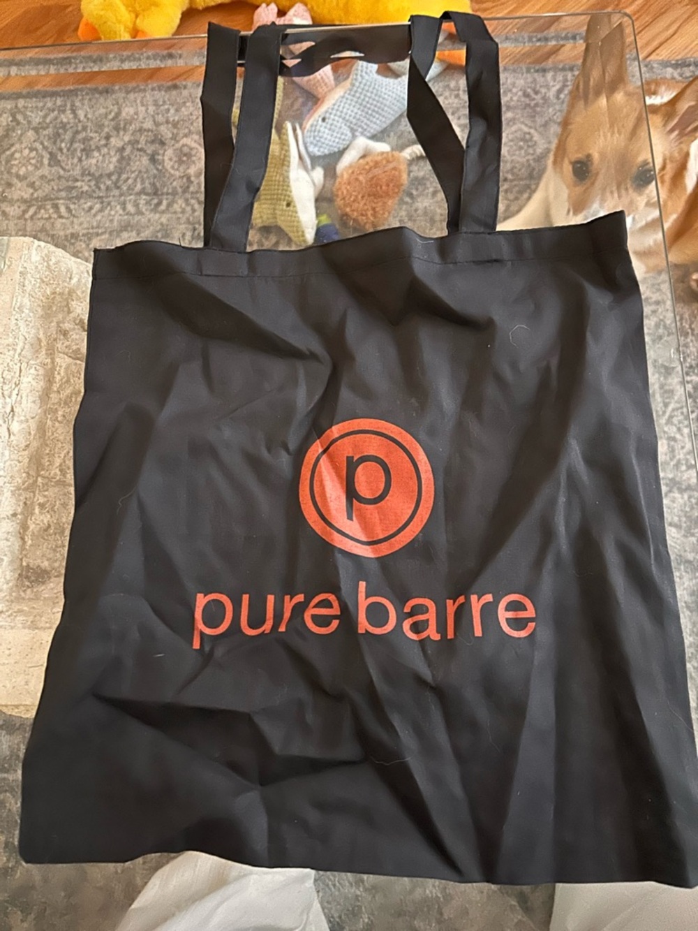 Pure Barre Black Tote with Red Logo Circle, name courtney on back
